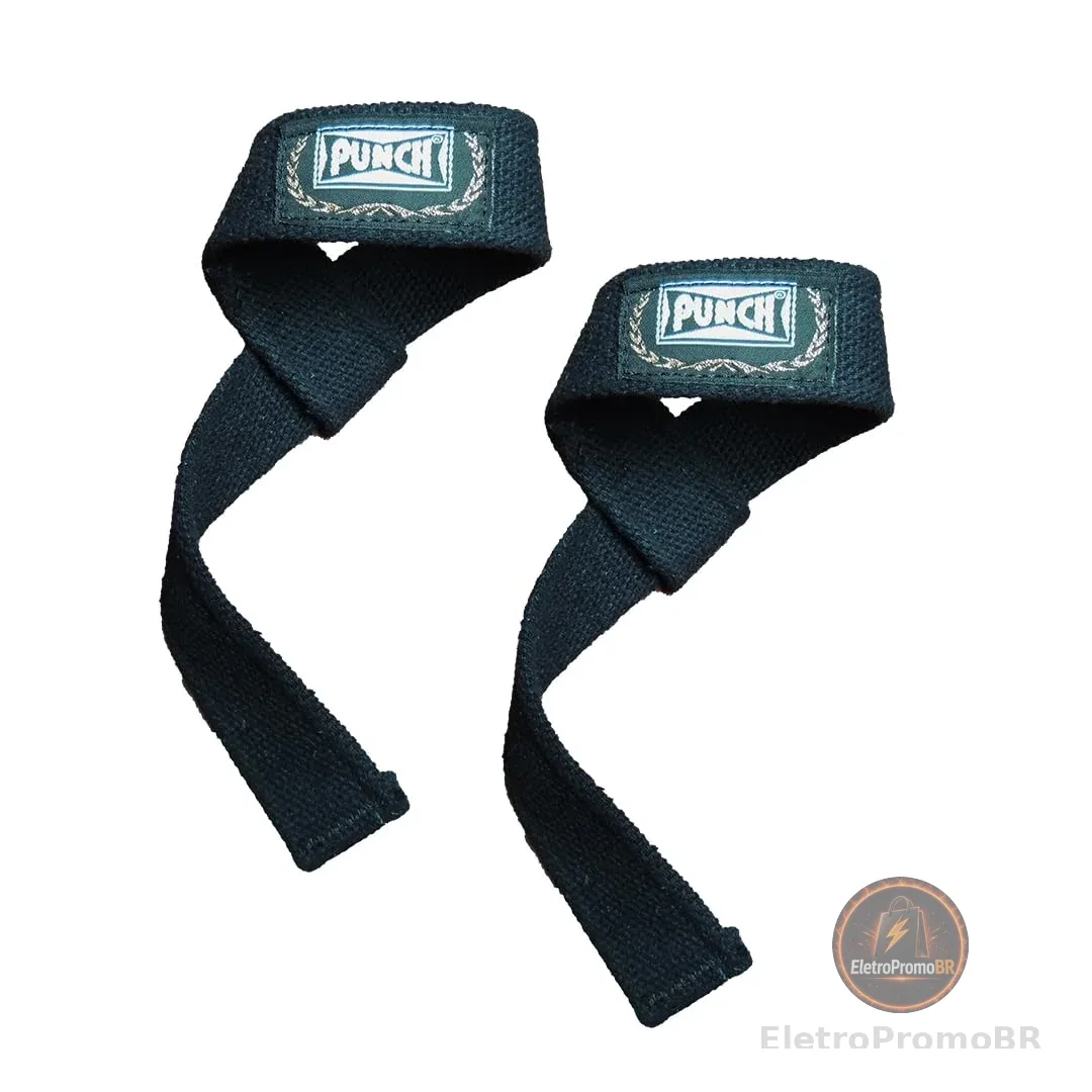 Punch Strap Musculação - Preto - Par - 100% Algodão - Tala Lifting, Power Lifiting, Levantamento De Peso - Unissex