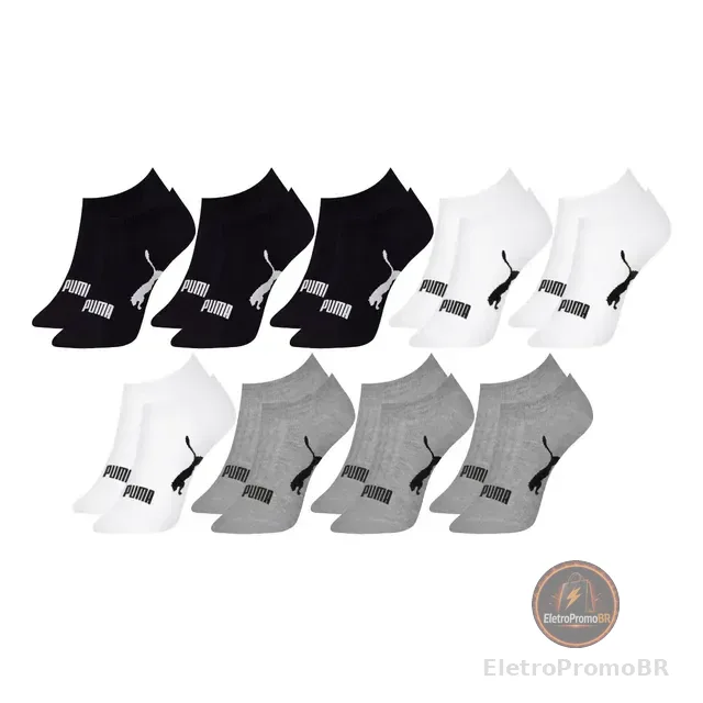Kit Com 9 Meia Puma Sapatilha Original Cano Baixo Esportiva