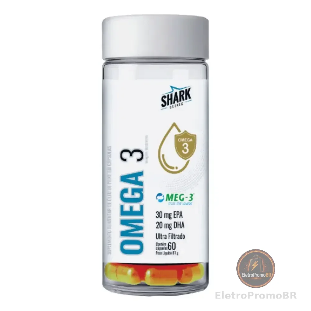Ômega 3 Pote Com 60 Cápsulas Shark Pro Sabor Sem Sabor