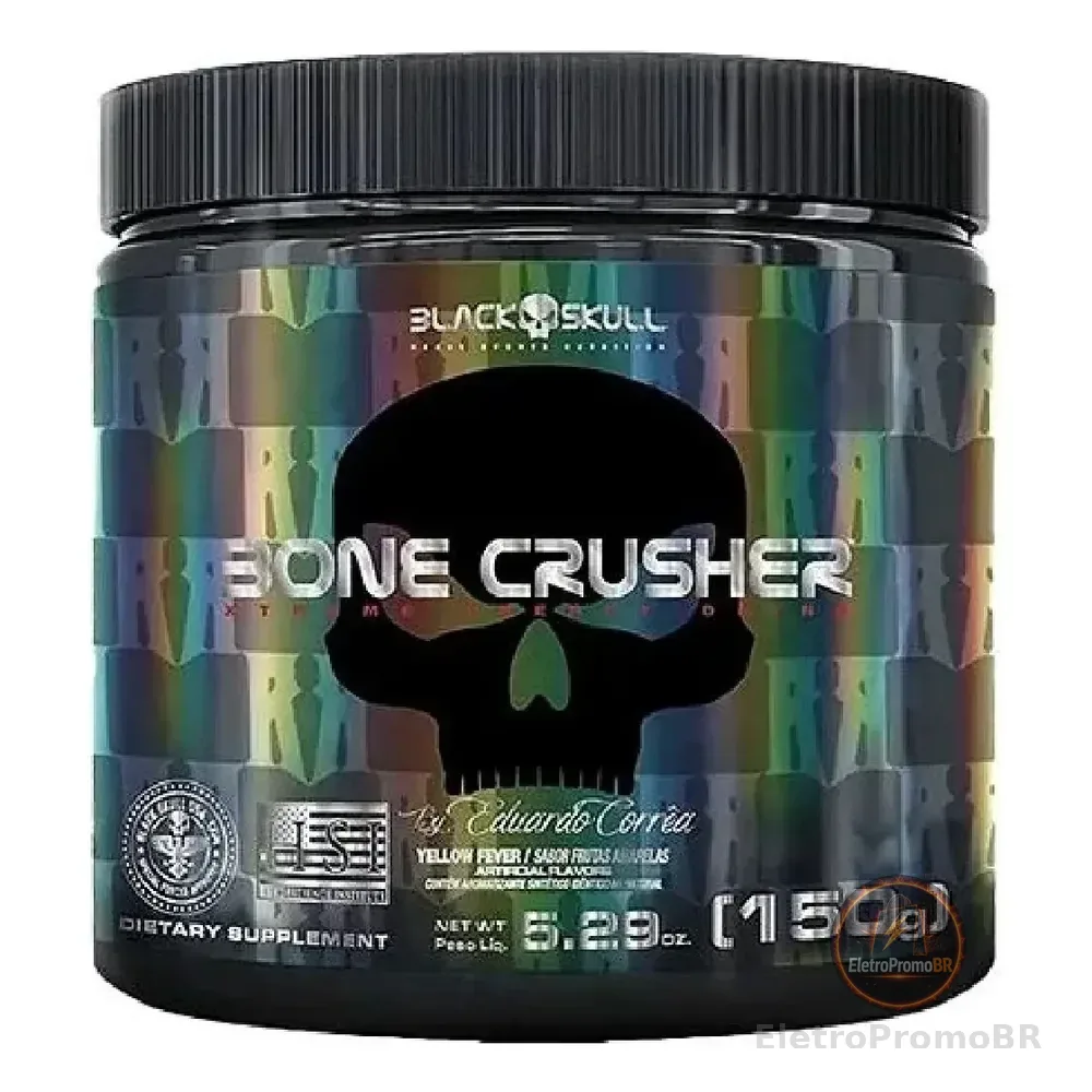 Pré-treino Bone Crusher 150g Cedric Mcmillan - Black Skull Sabor Frutas Amarelas Yellow Fever