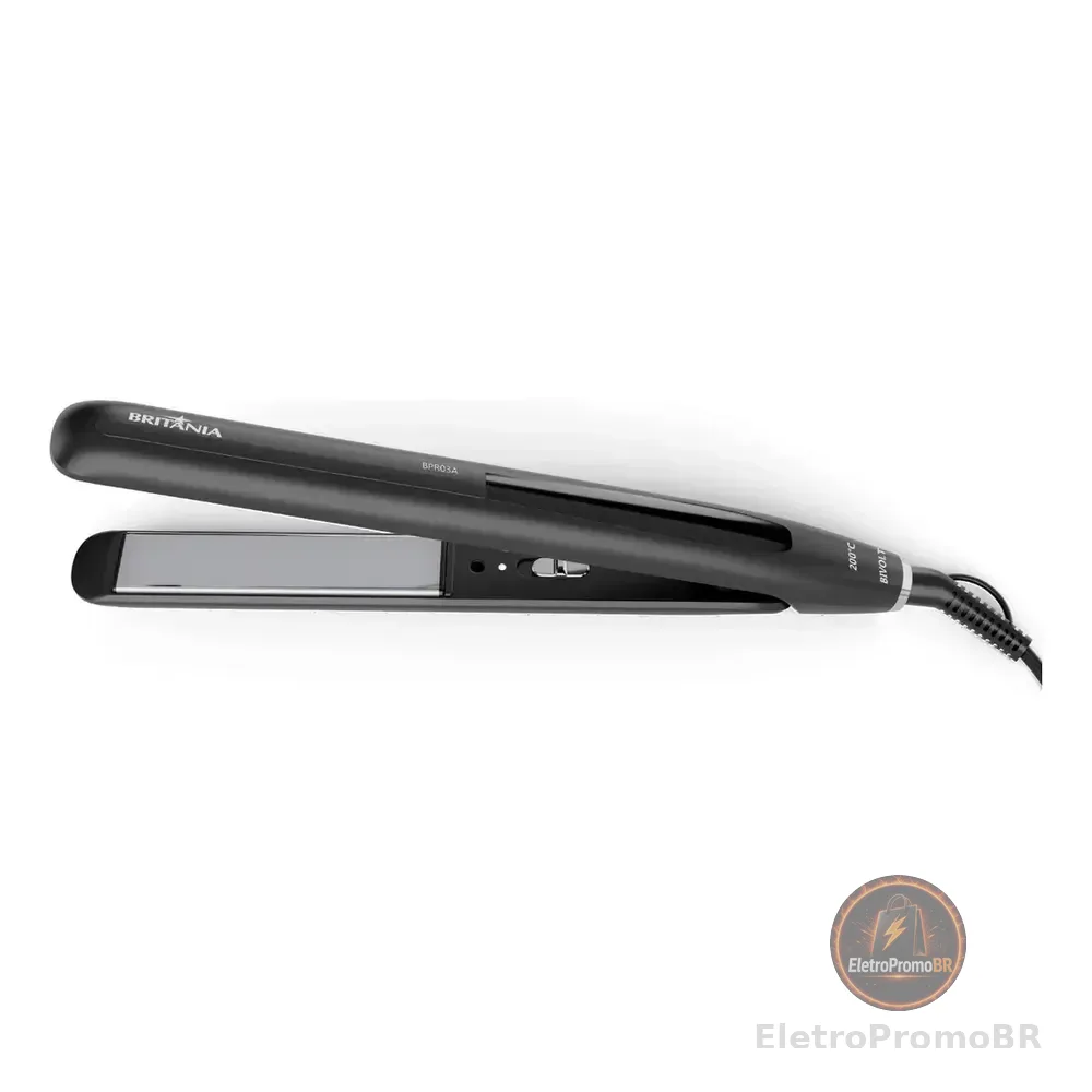 Prancha De Cabelo Britânia Revestimento Cerâmico 200°c Bpr03a Preto 127/220v
