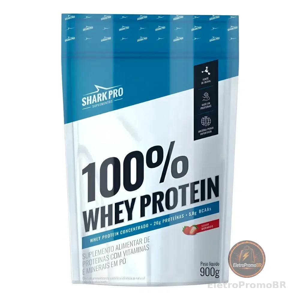 100% Whey Protein Refil Morango 900g - Shark Pro Morango