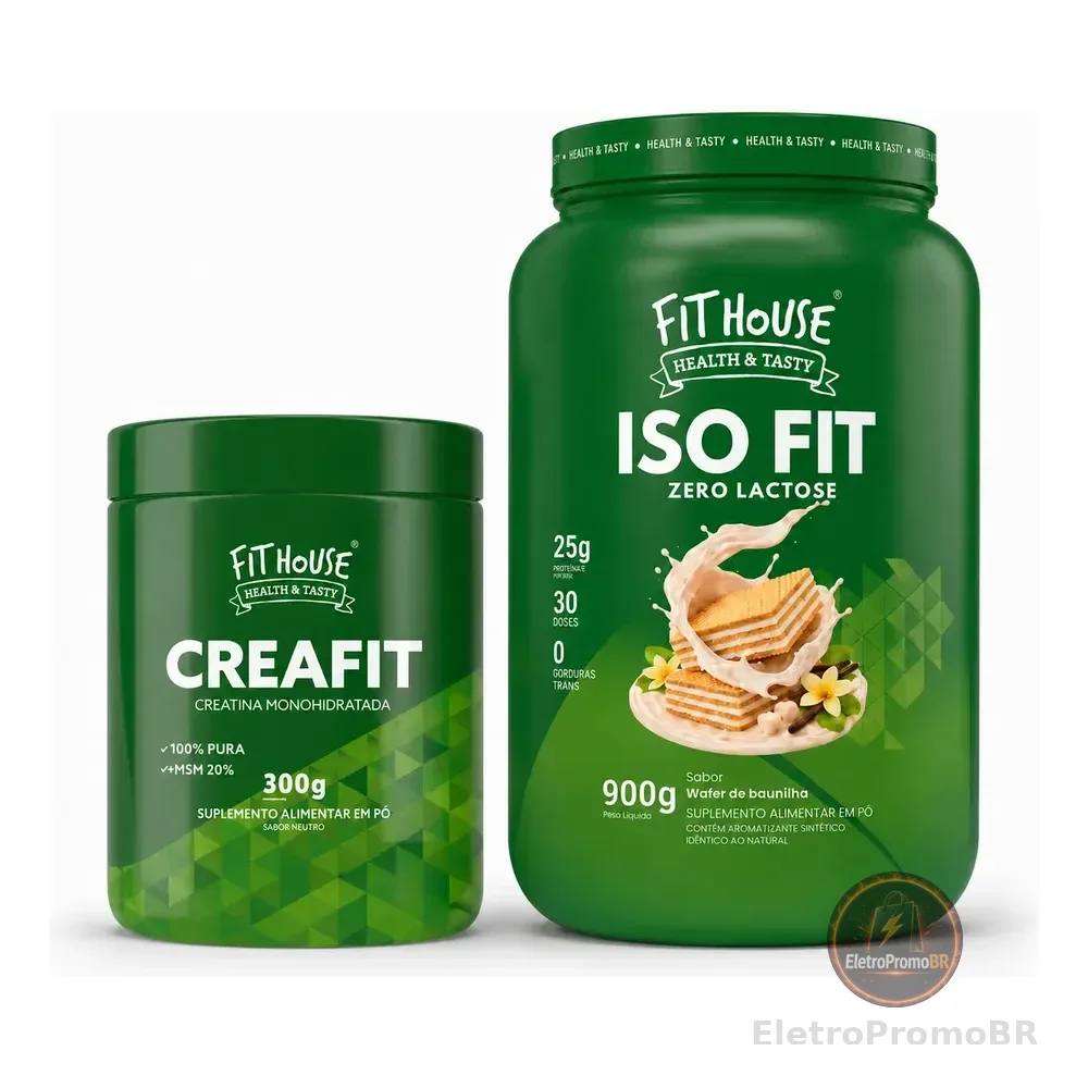 Kit Whey Protein Iso Fit 900g + Creatina Fit House 300g Variados Baunilha