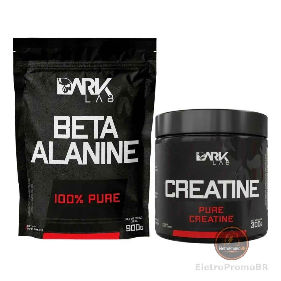 Beta Alanina 100% Pure 500g Sem Sabor + Creatina 100% Pura 300g Sem Sabor Dark Lab