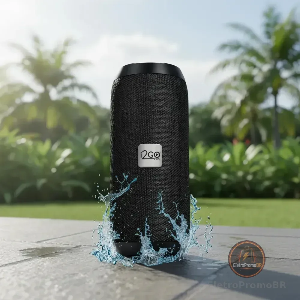 Caixa De Som Bluetooth Essential Sound Go I2go 10w Rms Resistente À Água E Até 8h De Bateria Preto 127/220v
