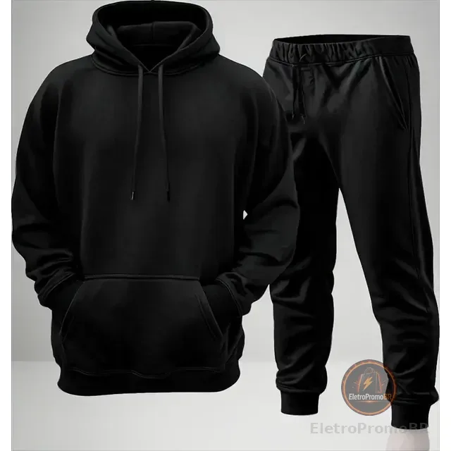 Conjunto Calça E Blusa De Moletom Liso Masculino Unissex