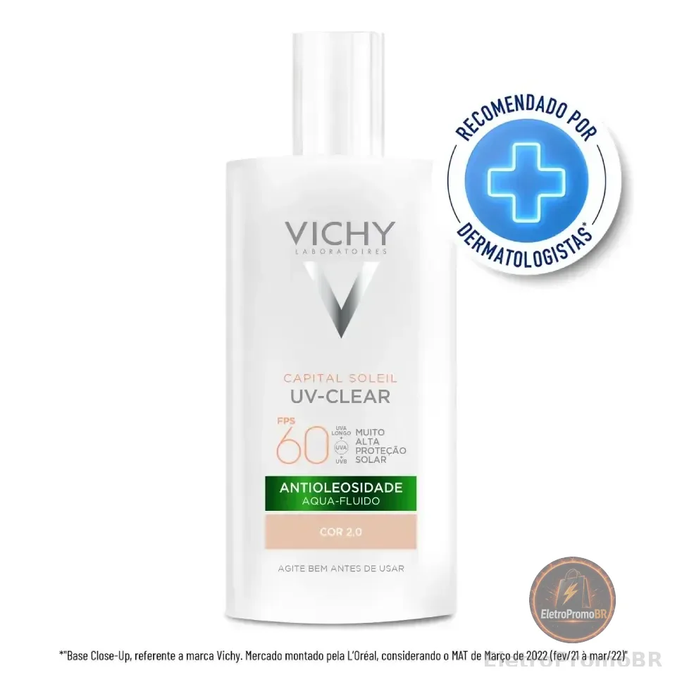 Protetor Solar Facial Antioleosidade Toque Seco, Fps 60, Reduz Acne E Poros Acabamento Invisível Com Niacinamida E Ácido Salicílico, Cor 2.0, Capital Soleil Uv-clear Vichy 40g