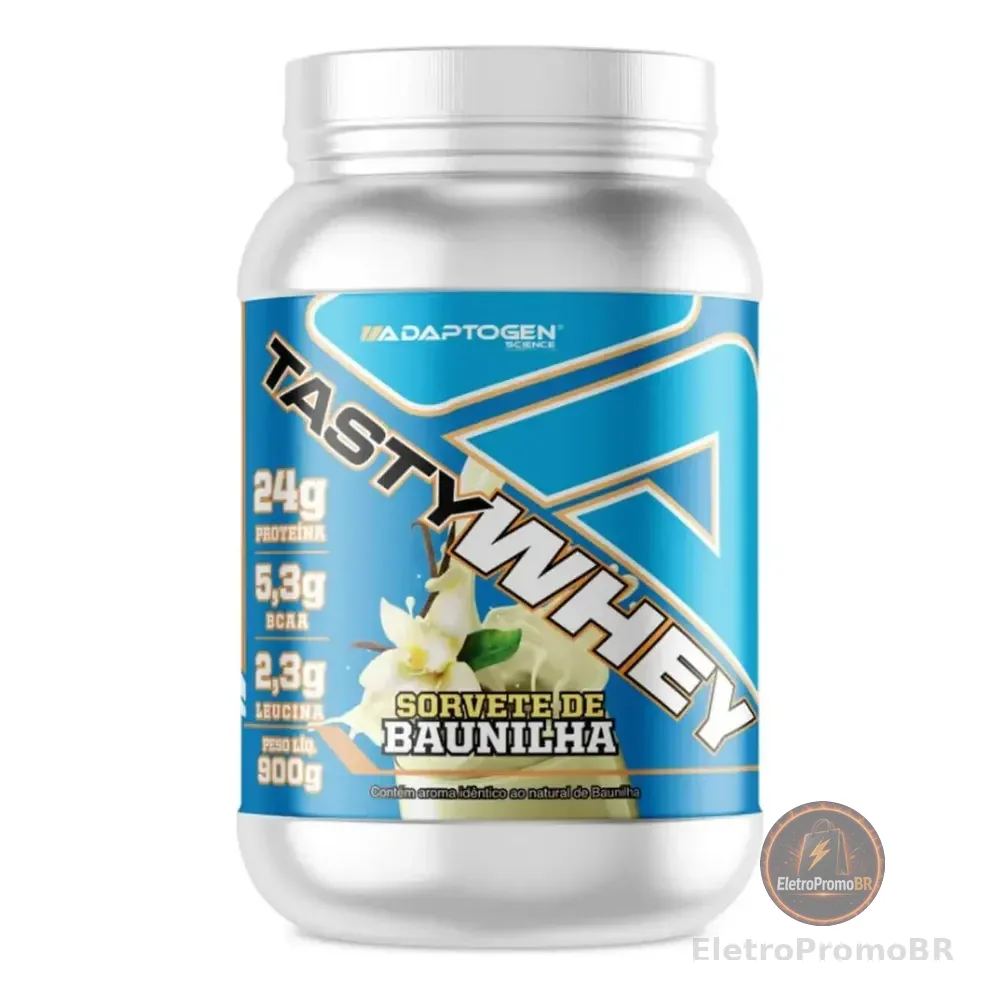 Tasty Whey Gourmet Adaptogen Pote 900g Pó Sabor Sorvete De Baunilha