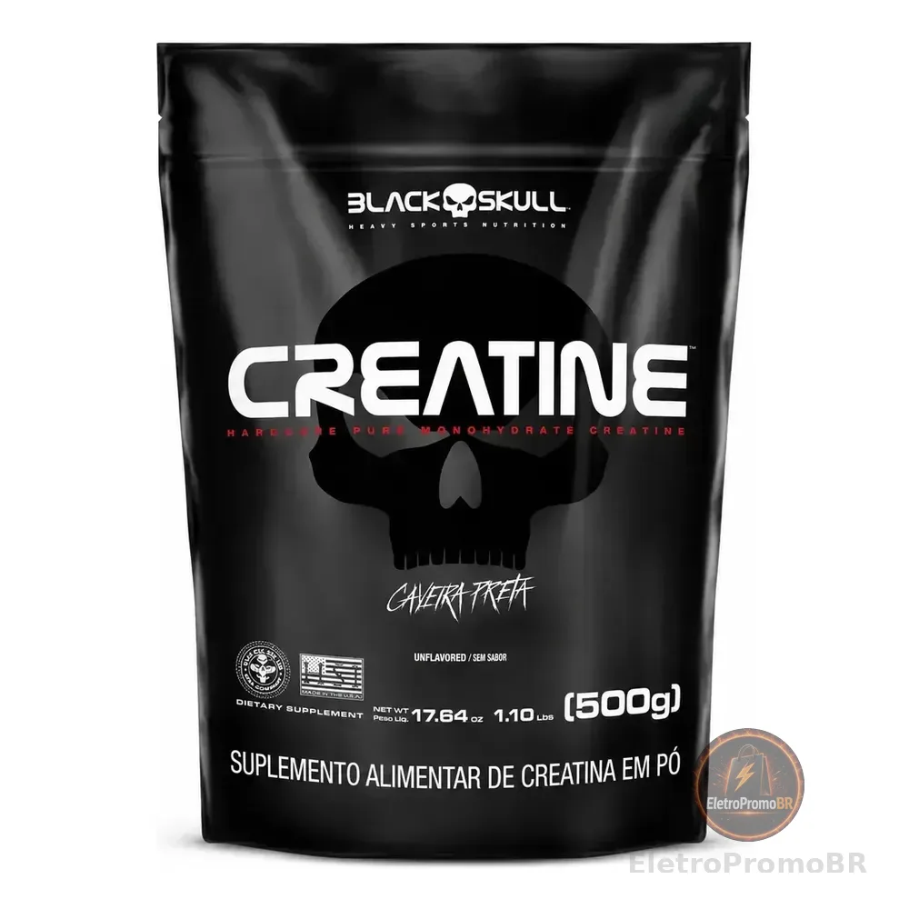Creatina Monohidratada Black Skull Refil 500g Sem Sabor