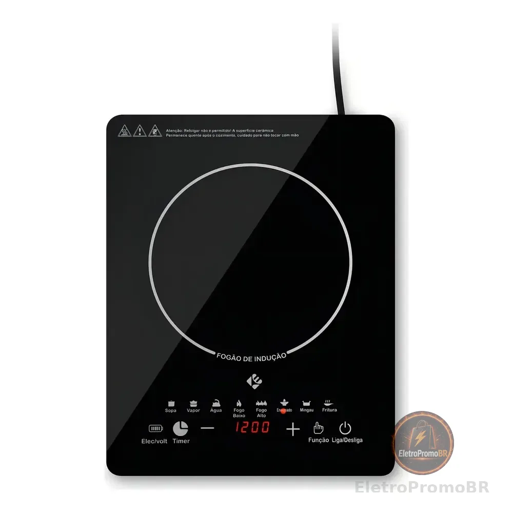 Cooktop De Indução 1 Boca Preto Com Trava De Segurança Painel Touch Screen 220v