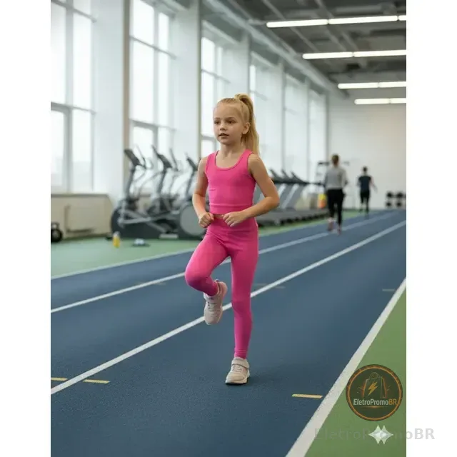 Conjunto Fitness Infantil Feminino Poliamida Treino Academia