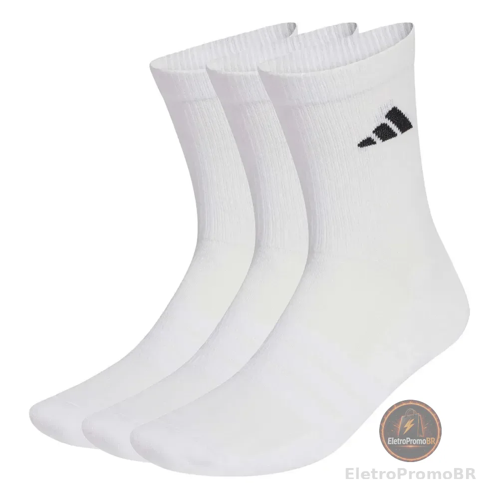 Kit 3 Pares De Meia Esportivas Unissex adidas Branco Lisa M