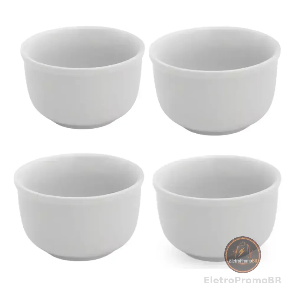 Kit 4 Cumbuca Bowl Porcelana Tigela Açaí Caldos Sopas 470ml Branco