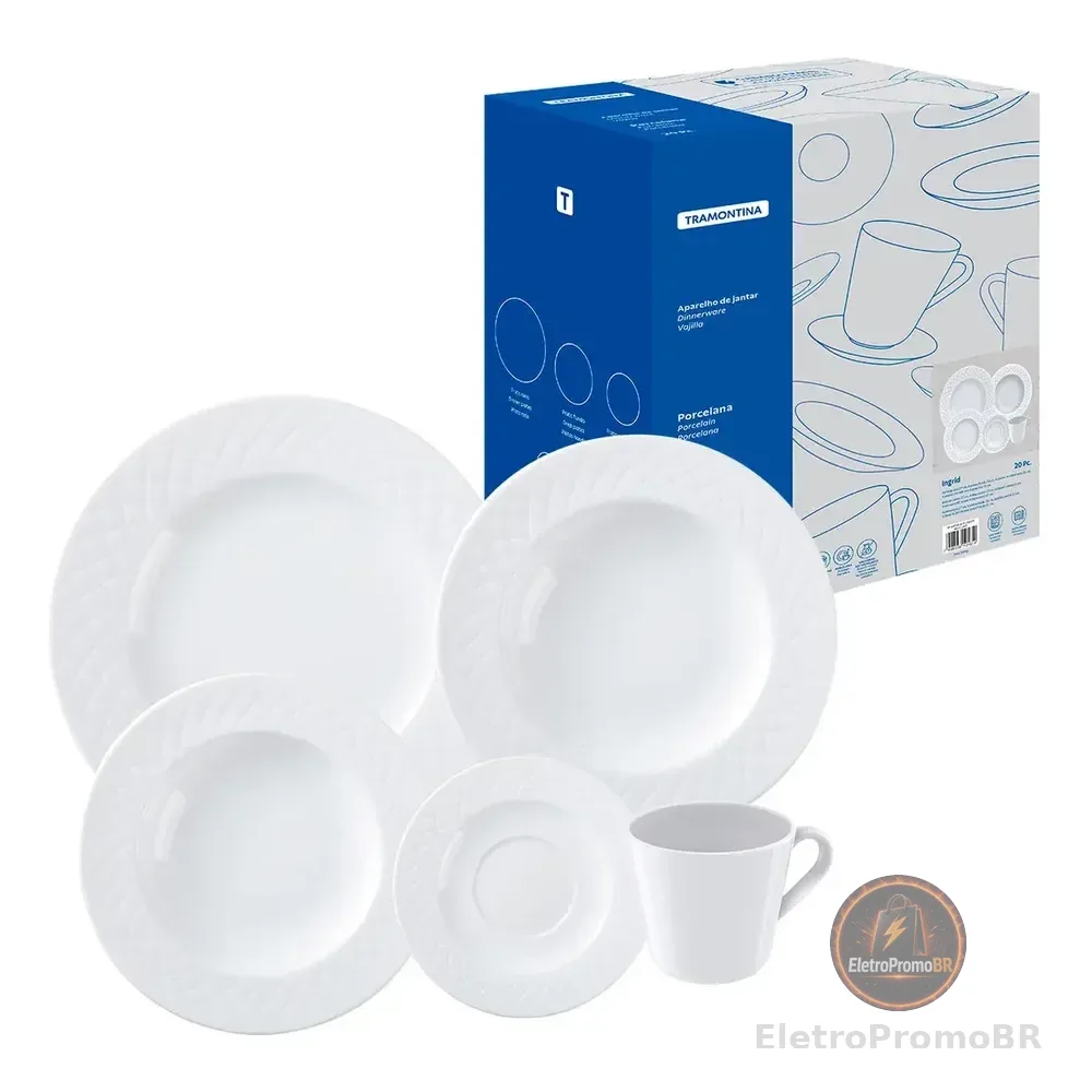 Aparelho De Jantar Ingrid Em Porcelana 20 Peças Cor Branco Tramontina