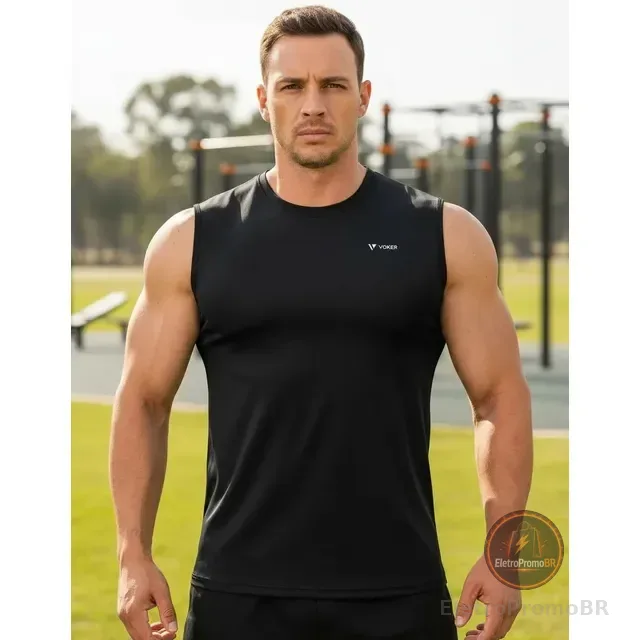 Regatas Masculina Lisa 100% Algodão Camisetas Treino Voker