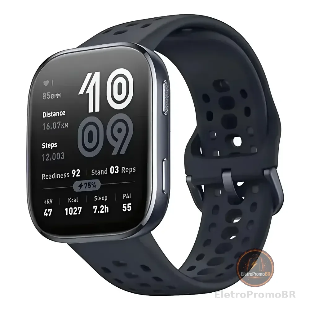 Smartwatch Amazfit Bip 6 Global Com Gps, Alexa E Tela Amoled 1.97  Preto Mesh