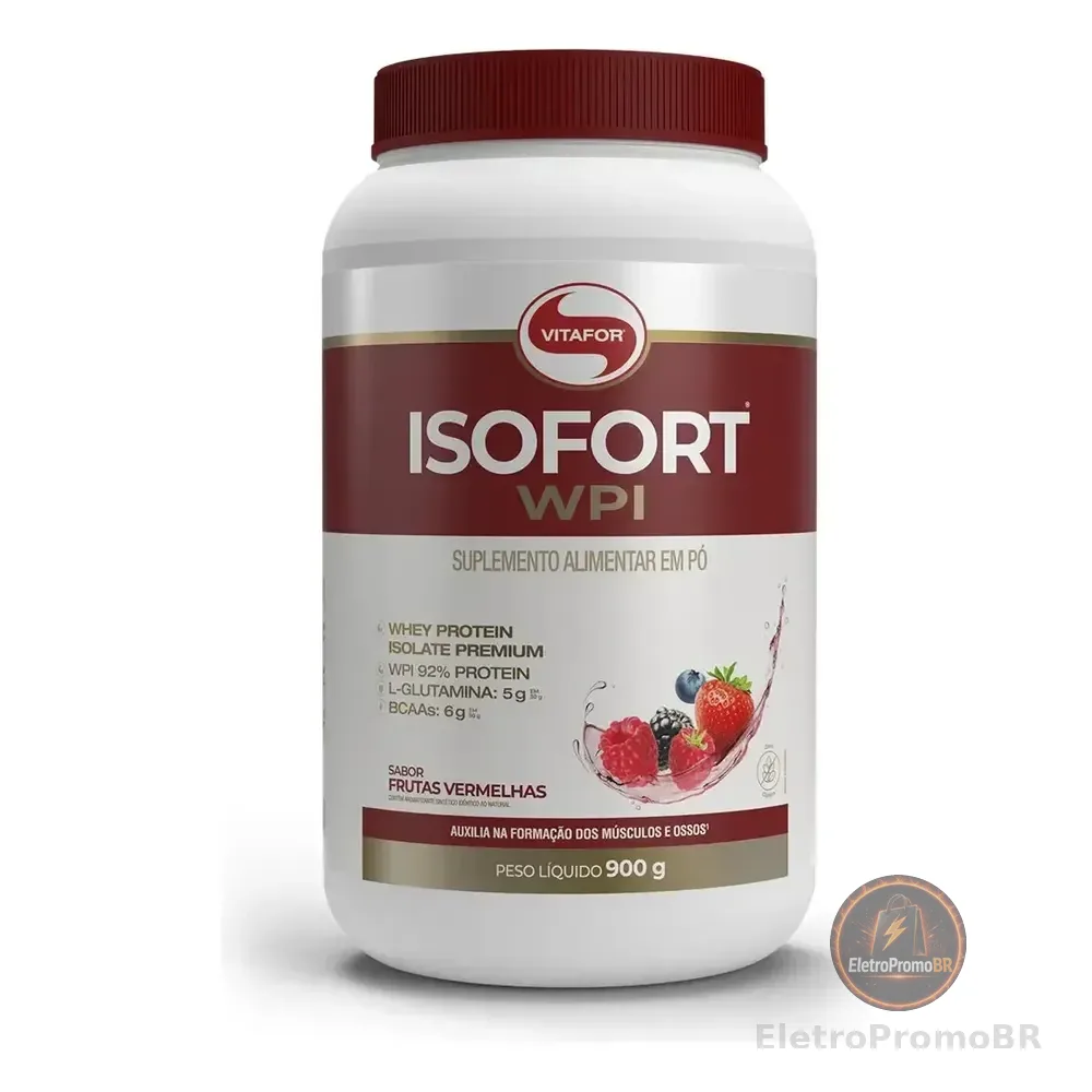 Whey Protein Isolado Isofort Frutas Vermelhas Pote 900g Vitafor