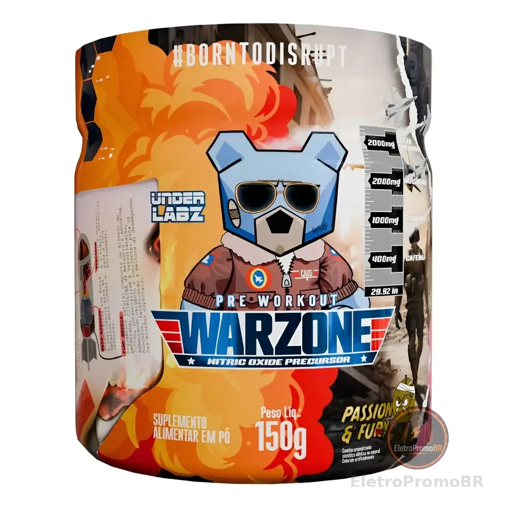 Pré Treino Warzone Com Pump Matrix E Cafeína, De Under Labz, Sabor Passion E Fury, 150g