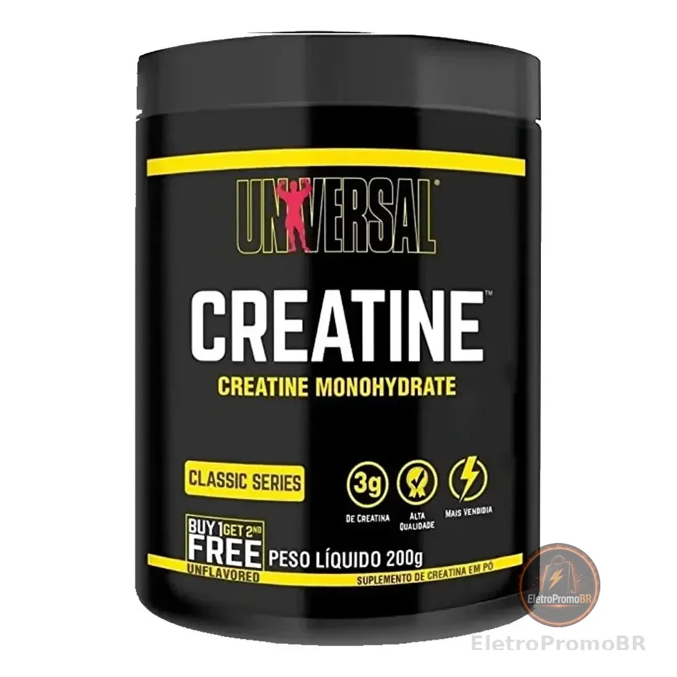 Creatina Monohydrate Universal Nutrition Em Pó 200g Com Coqueteleira Sem Sabor