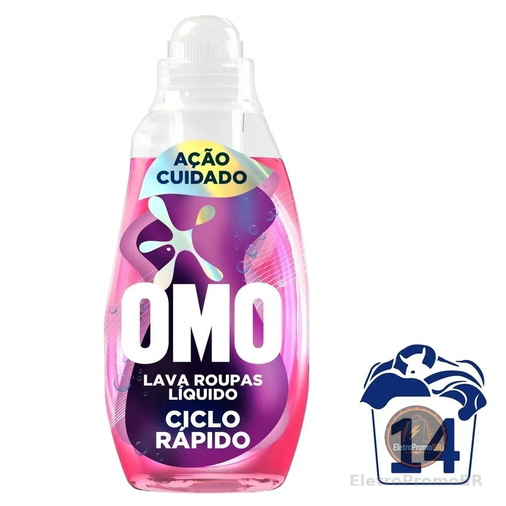 Lava-Roupas Líquido Omo Ciclo Rápido Ação Cuidado Frasco 750ml