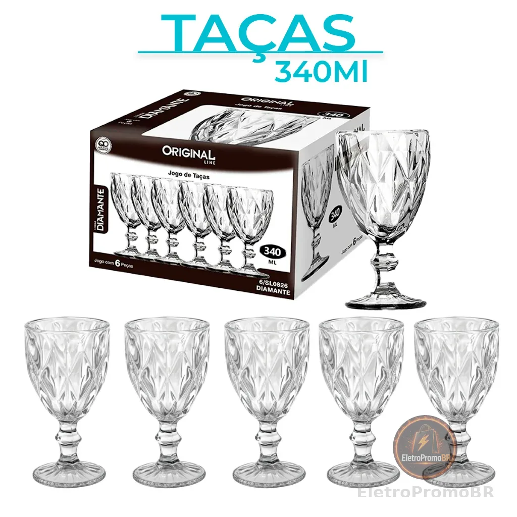 Jogo Taças Vidro Diamond Bico Jaca Abacaxi Conjunto Taça Para Água Vinho Tinto Suco Diamante