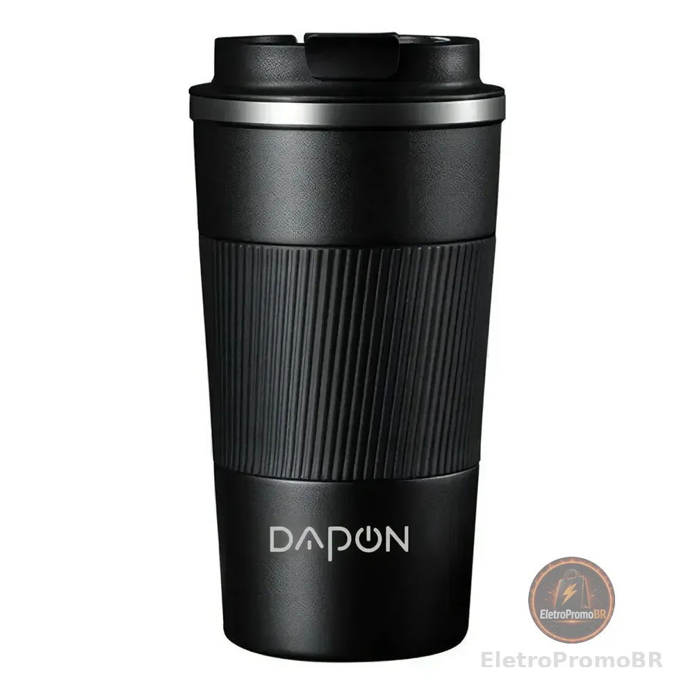 Copo Térmico Dapon 510ml Aço Inox Quente E Frio Cor Preto Logo
