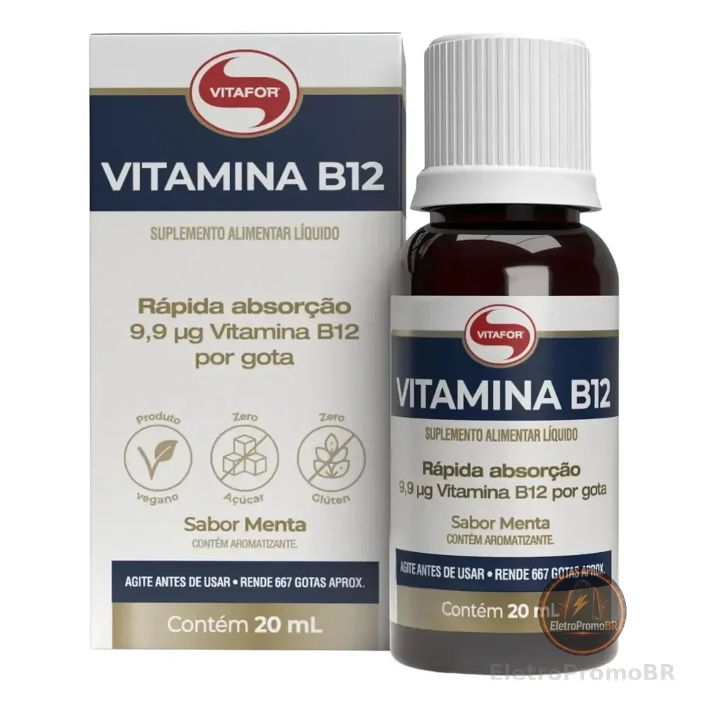 Vitamina B12 Líquida Vitafor Sabor Menta De 20 Ml