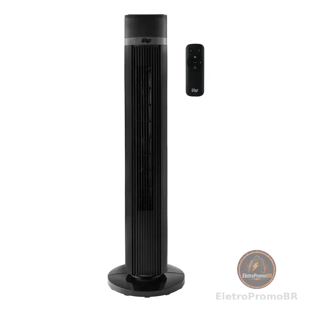 Ventilador De Torre Wap Air Silence Com Ajuste De 4 Velocidades 30 Cm 50/60 Hz Preto 127v Plástico