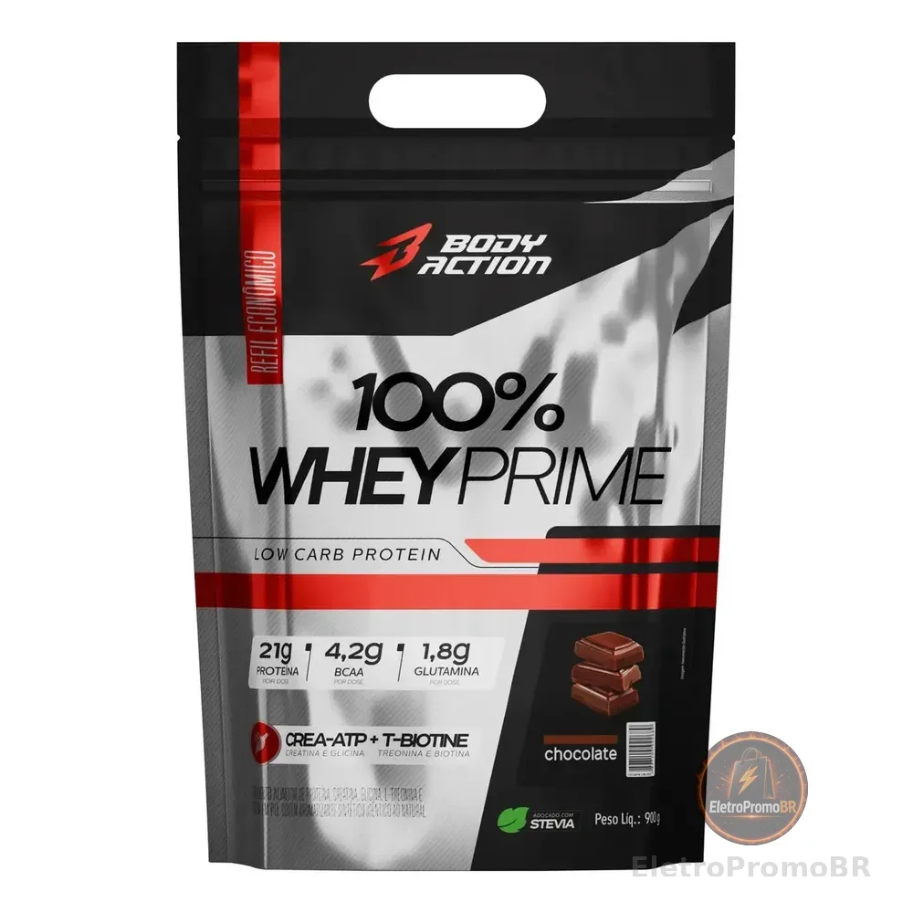 Bodyaction 100% Whey Protein Concentrado Prime Refil Low Carb Creatina Sabor Chocolate