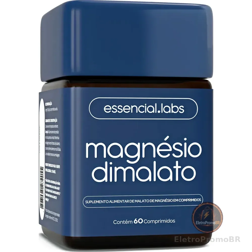 Magnésio Dimalato - Fórmula 100% Pura Com Máxima Concentração E Pureza - 60 Comprimidos Sem Sabor