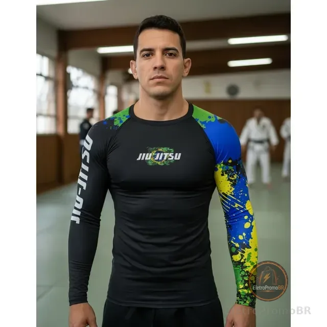 Camisa Rash Guard Pro Jiu-jitsu Segunda Pele Uv Manga Longa