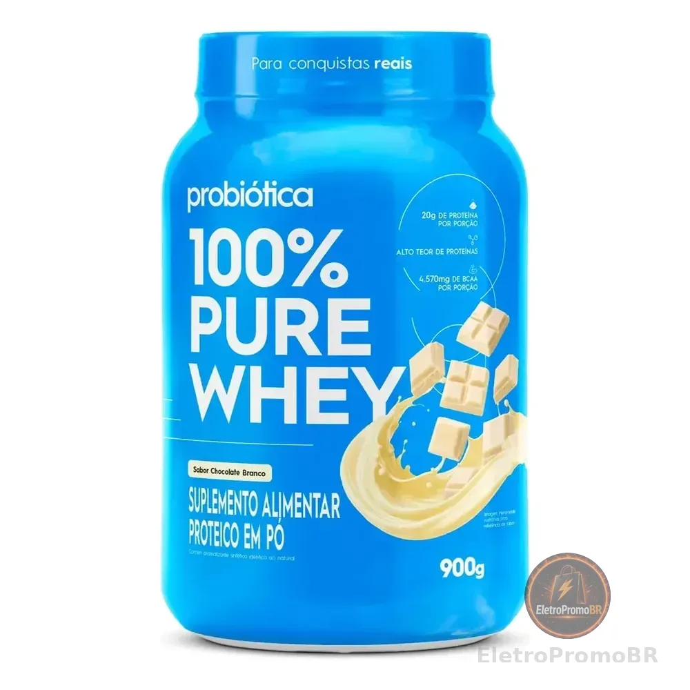 100% Pure Whey 900g Pote Sabores Novos - Probiótica Chocolate Branco