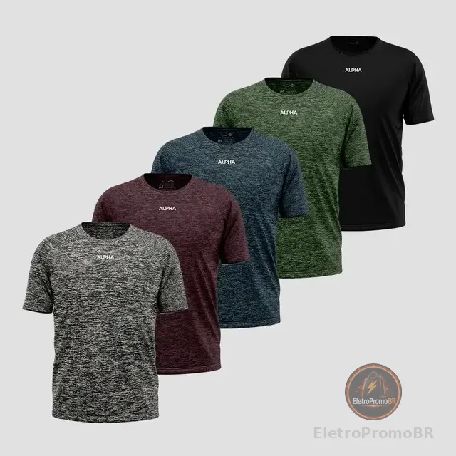 Kit 5 Camisetas Dry Essential Alpha Masculina