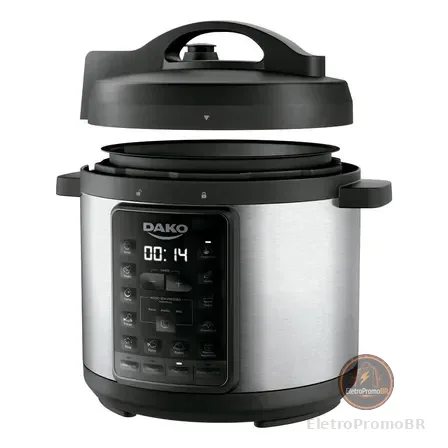 Panela De Pressão Elétrica Dako 1000w 6l Multifunções Preta Cor Preto Frequência 60 Hz 127v