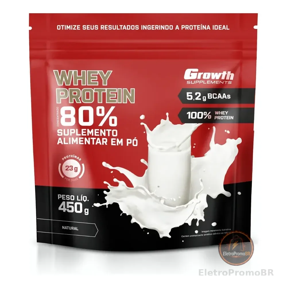 Whey Protein Concentrado 450g Growth Supplements Natural