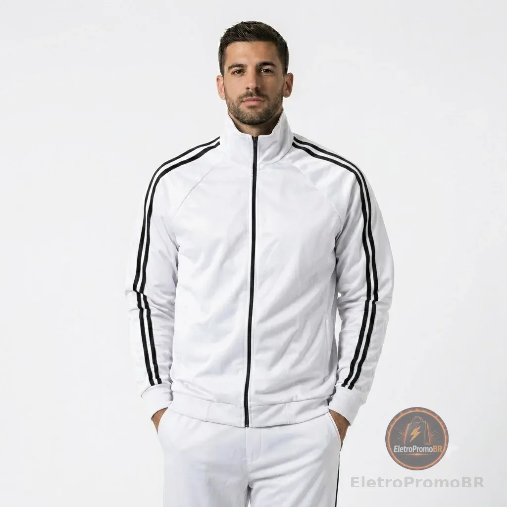 Jaqueta Masculina Gola Alta com Faixas Dryfit Moda Outono/Inverno 2K26