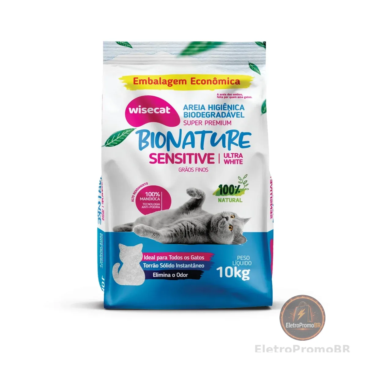 Bionature Sensitive Areia Higiênica para Gatos Biodegradável Wisecat 10kg