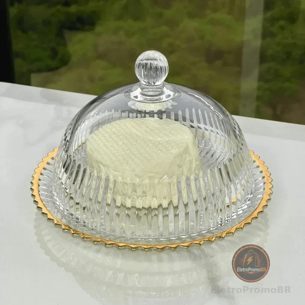 Queijeira Wolff Imperatriz De Cristal Fio De Ouro 20cm Incolor