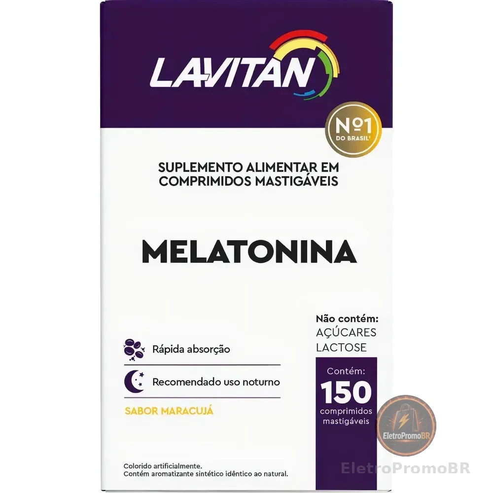 Lavitan Melatonina 0,21mg 150 Compimidos Mastigáveis Maracujá
