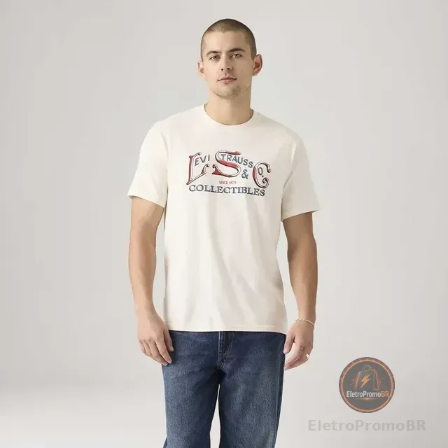 Camiseta Levi's® Relaxed Off White Manga Curta Lb0013226