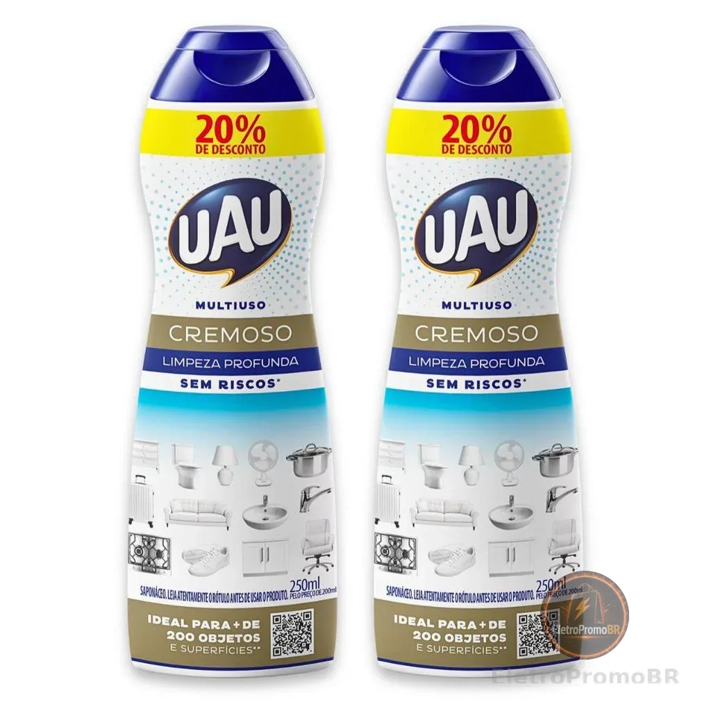 Kit 2un Saponáceo Cremoso UAU Tradicional 250ml