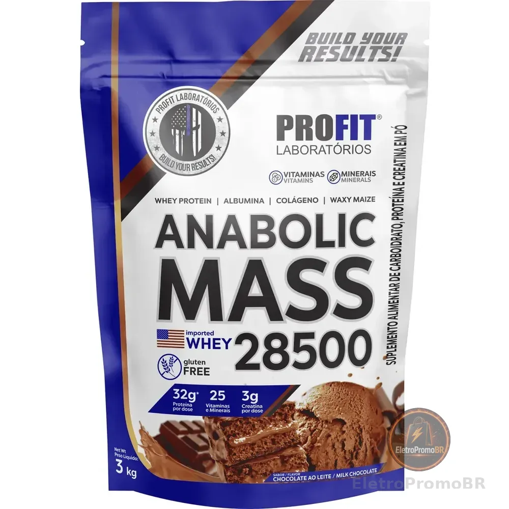Suplemento Hipercalórico Anabolic Mass 28500 Profit Chocolate 3kg Chocolate Ao Leite