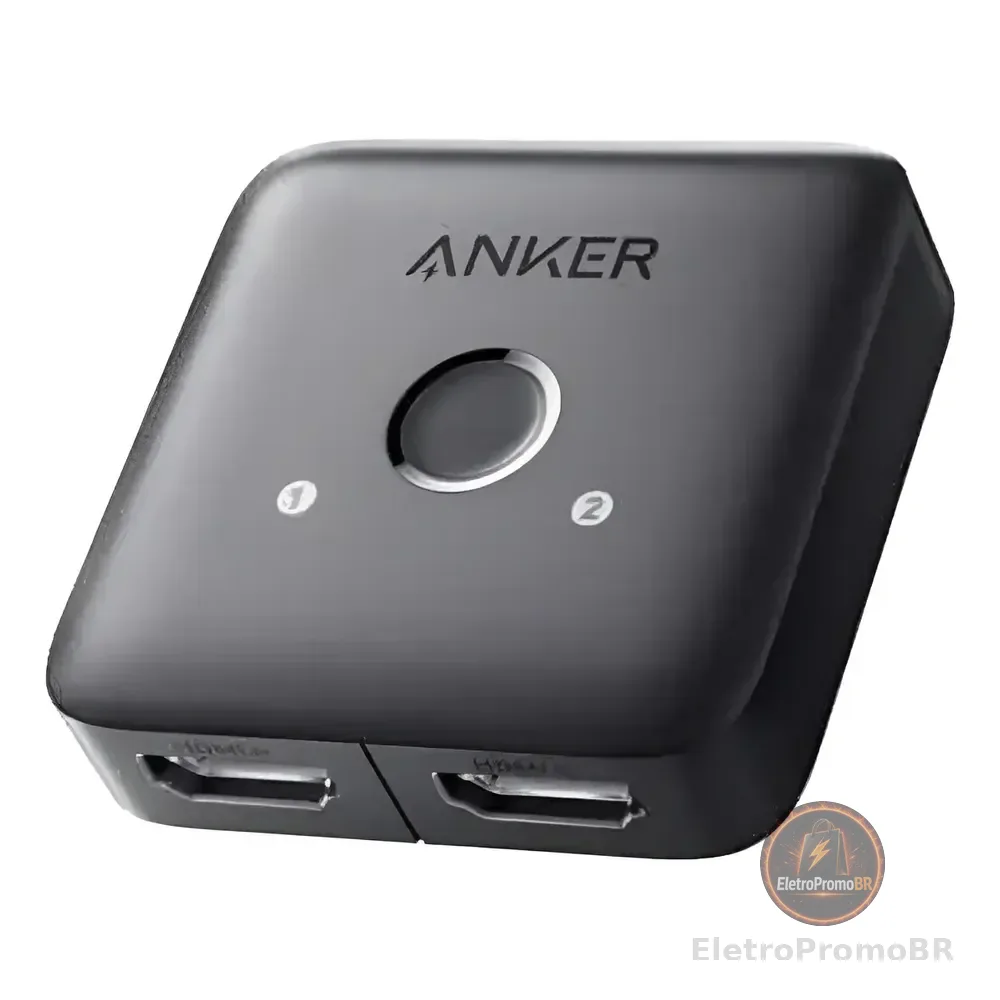 Switch Hdmi E Splitter Anker 2 Entradas 1 Saída 4k@60hz Hdr Dolby Atmos Comutador Para Ps5 Xbox Pc Notebook Tv Projetor Monitor Ultra Hd Botão Seleção Compacto Cor Preto