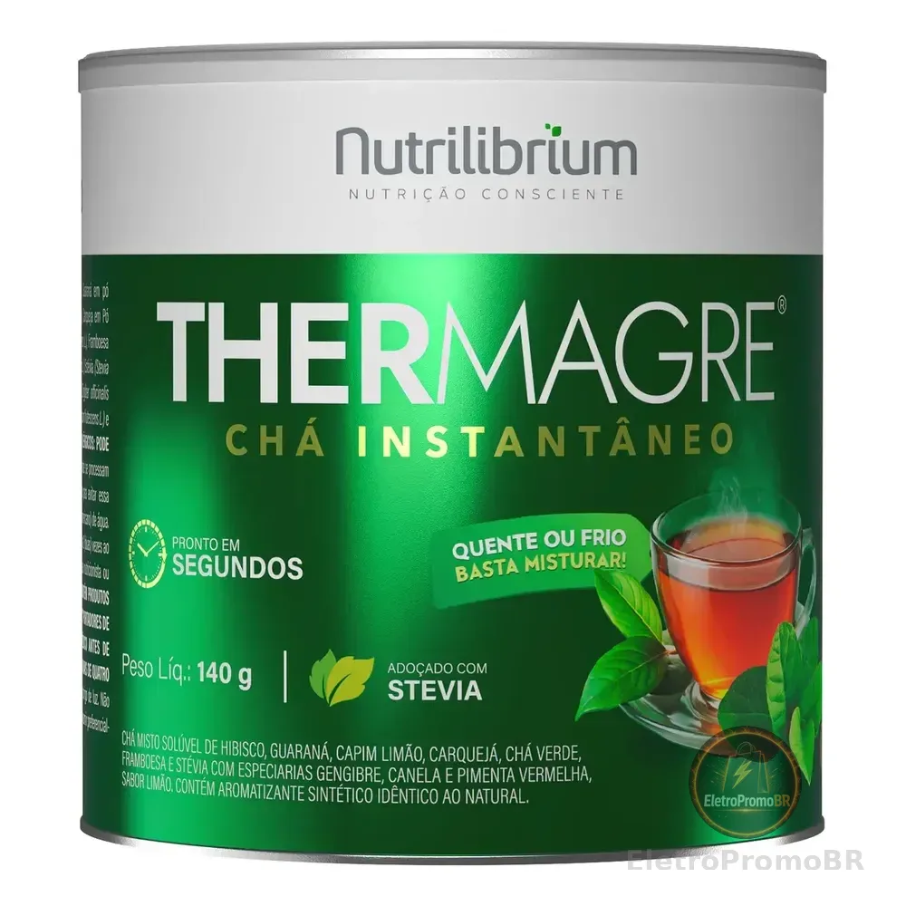 Chá Thermagre 140g Solúvel Instantâneo Nutrilibrium Preparo Quente Ou Frio Mix De Ervas