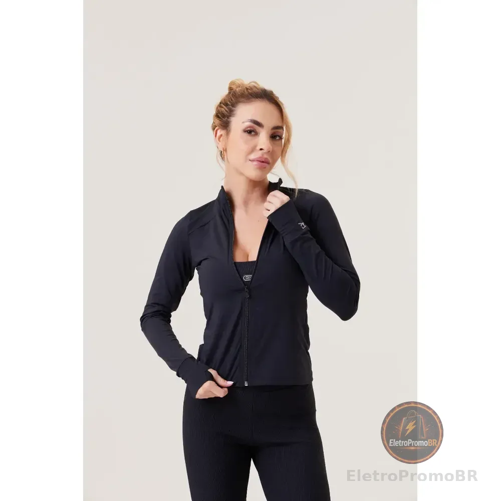 Jaqueta Feminina Esportiva Protecao Uv50 Fitness Serena Preto P