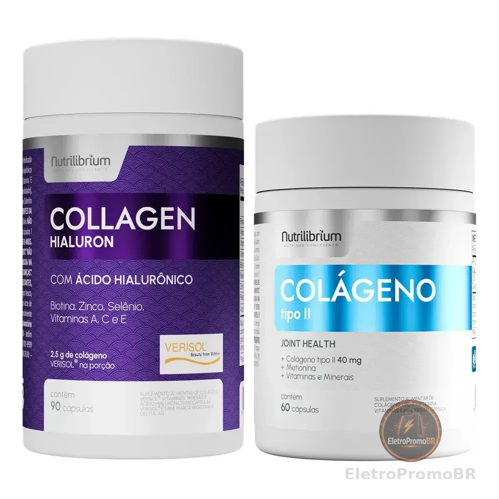 Kit Colágeno Verisol Tipo 1 + Colágeno Tipo 2 Articulação Sabor Sem Sabor