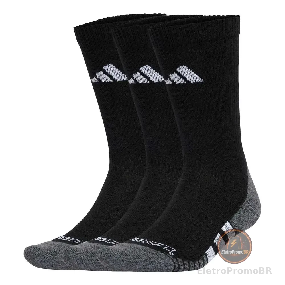 Kit 3 Pares De Meias Performance Climacool adidas Preto Liso G