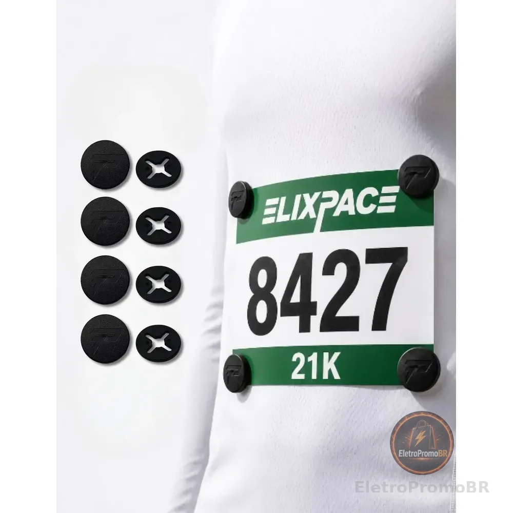Botão Porta Número De Peito Corrida Kit 4 Unidades Elixpace Preto Único