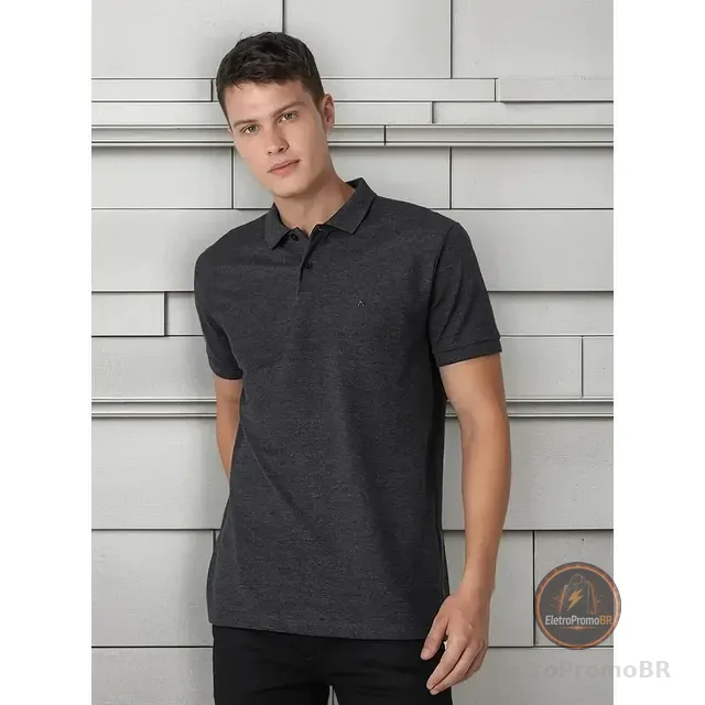 Polo Aramis Masculina Basic Piquet Grafite Mescla