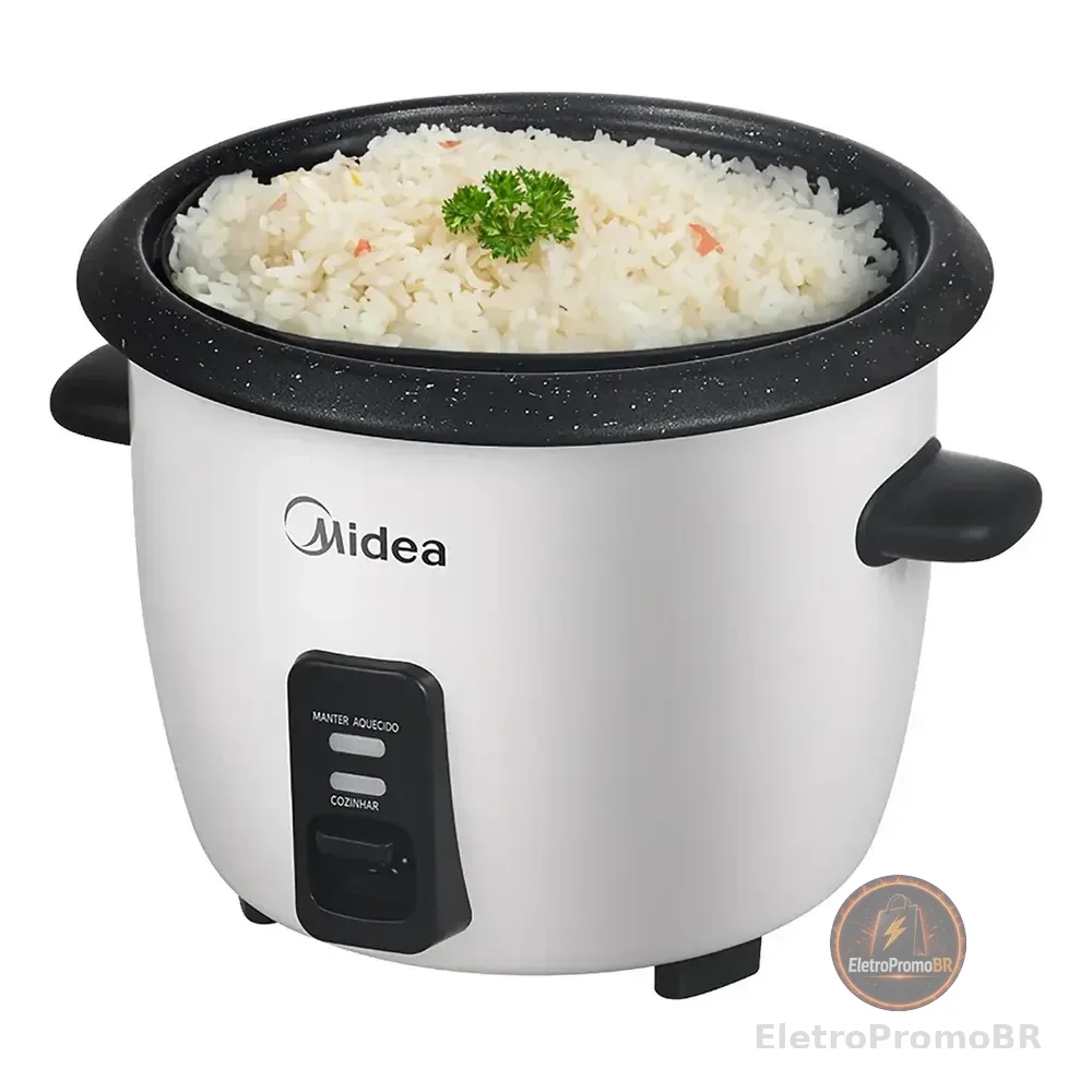 Panela De Arroz Elétrica Midea 7 Xícaras Cozimento Á Vapor Com Tampa De Vidro Branco 127v 60hz